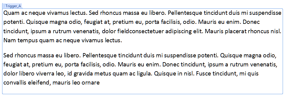 Trigger element applied to paragraphs